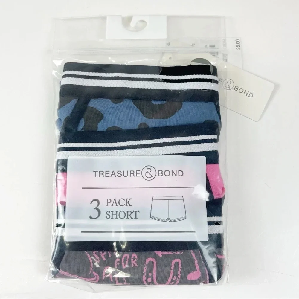 NEW Treasure & Bond 3 Pack Underwear Girls 10/12 Multicolor Short Cotton Blend
